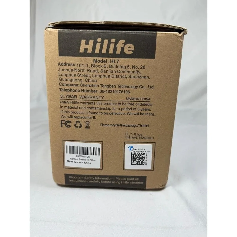 Hilife HL7 Mini Travel Handheld Garment Steamer Clothing - New Open Box